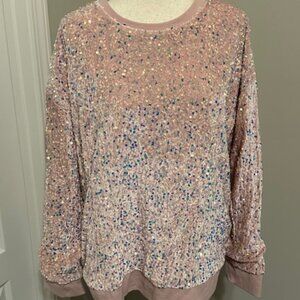 Shiraleah Pink Sequin Sweatshirt, size XL